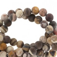 Natural stone beads round 6mm matte AU zebra